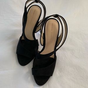 Zara Strappy Stilleto Sandals in Black Suede
